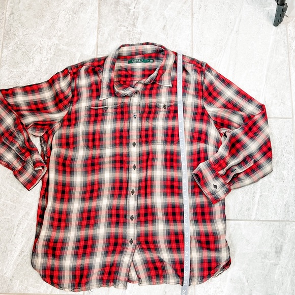 Lauren Ralph Lauren Red Plaid Long Sleeve Button Down Top Size 2X - Picture 8 of 8